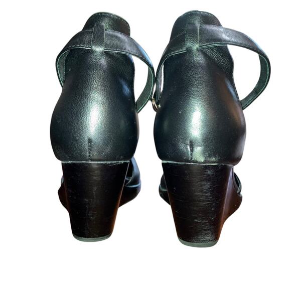 Jeffrey Campbell-Free People Black Leather Wedge Ankle-strap Heels- 7 - Picture 6 of 15